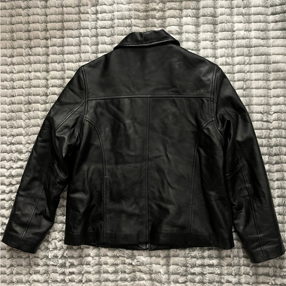 AMBITION NEW YORK WOMENS GENUINE BLACK LEATHER JACKET SZ 14 LARGE BLAZER - Picture 5 of 10